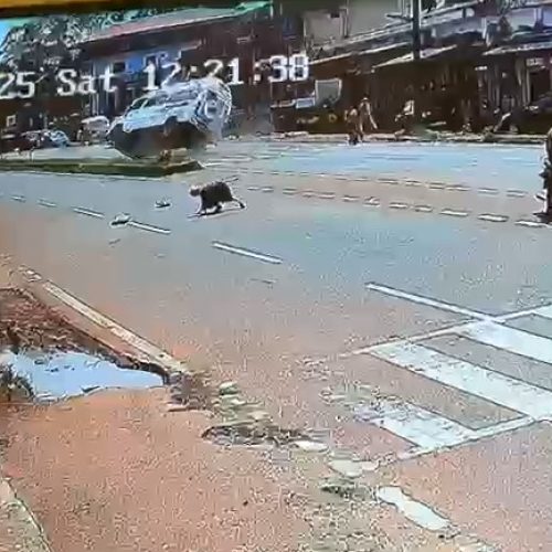 ಟೆಂಪೋ ಟ್ರಾವೆಲರ್ ನಡುವರಸ್ತೆಯಲ್ಲೇ ಪಲ್ಟಿಯಾದ ಘಟನೆ ದ.ಕ. ಜಿಲ್ಲೆಯ